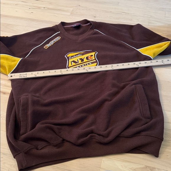 Vintage-brown & gold fleece sweatshirt-“Extreme NYC Series" patches-XL-Pockets - Picture 5 of 9